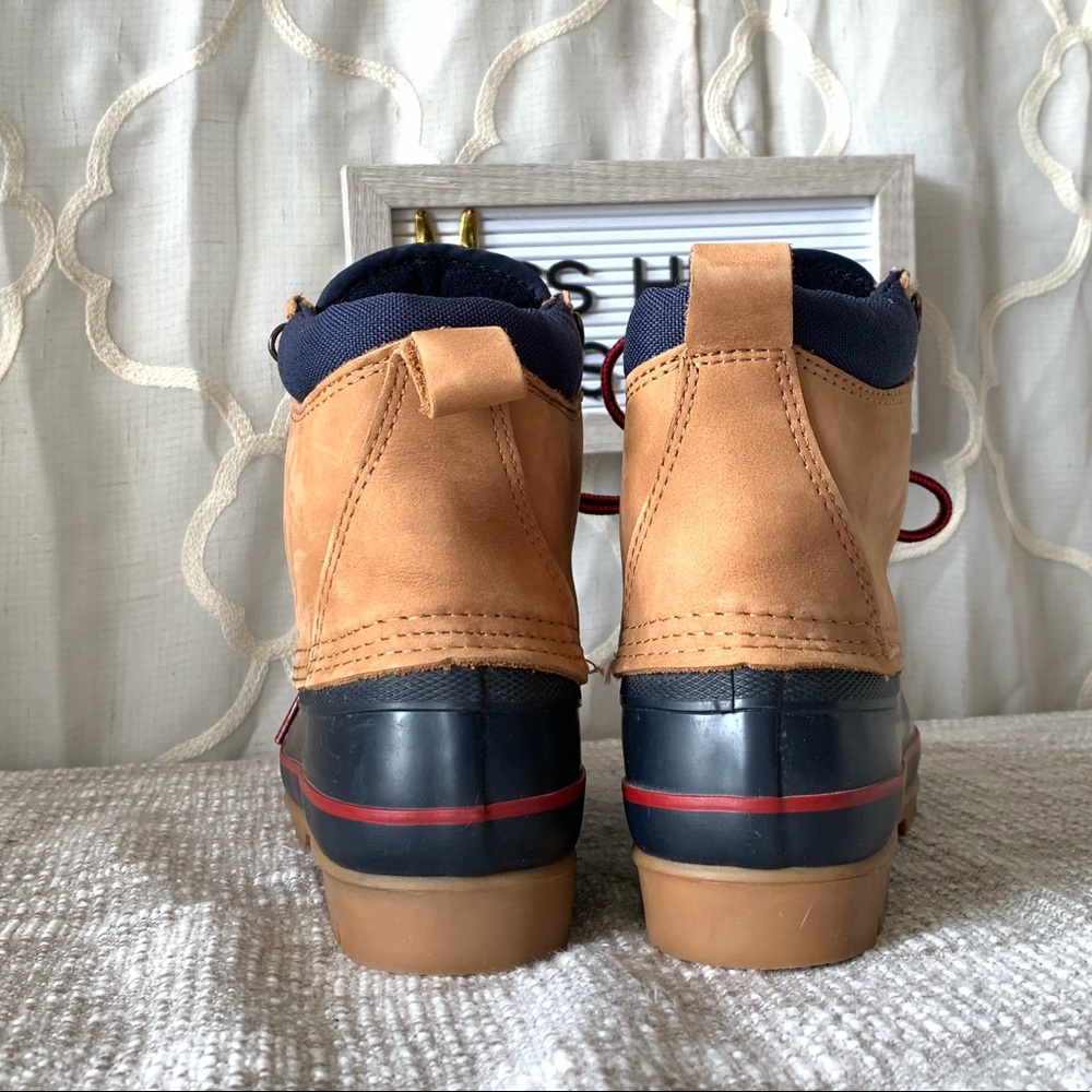 MENS LANDS END DUCK BOOT TAN LEATHER WATERPROOF - Picture 3 of 8